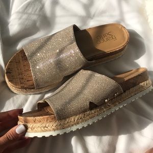 Cute shimmery brand slip on sandals
